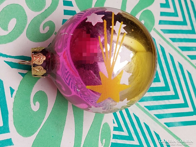 Retro glass Christmas tree decoration pink gold Bethlehem star sphere glass decoration