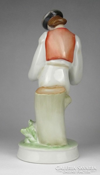 1Q332 Régi nagyméretű Zsolnay furulyázó legény porcelán figura 26 cm