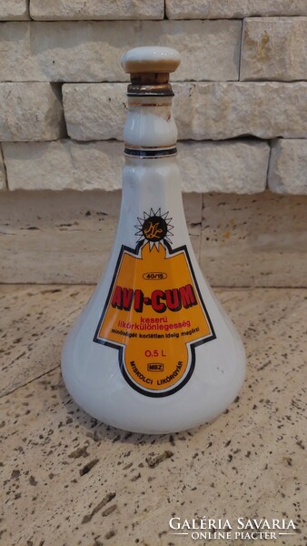 Avi-cum Miskolc liqueur Hólloháza porcelain bottle