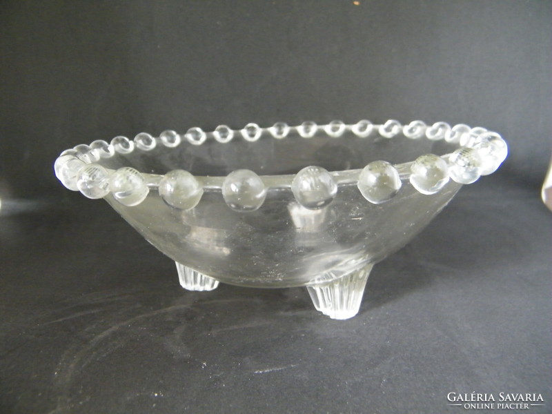 Art deco three-legged glass serving bowls 2 pcs
