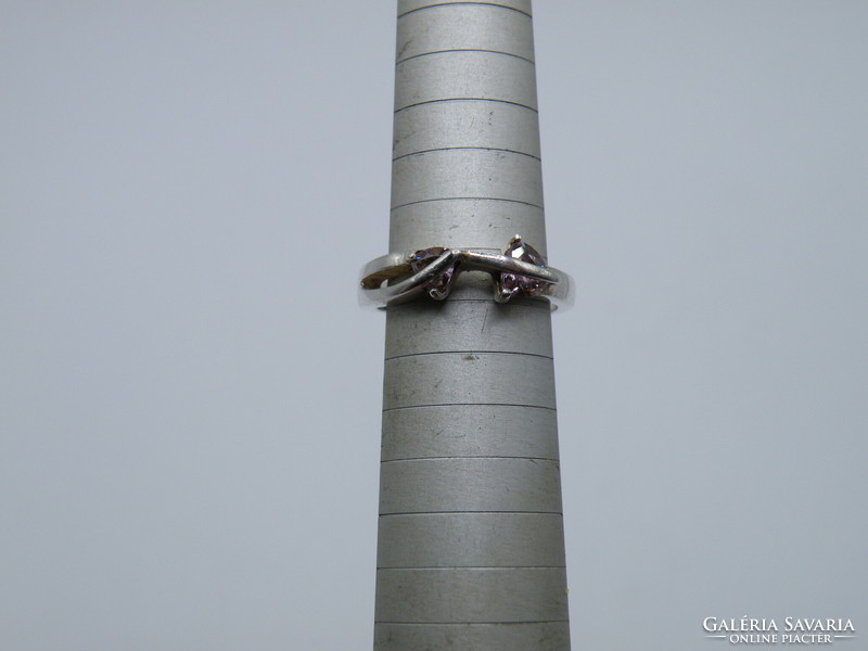 Uk0173 pink stone silver 925 ring size 52 1/2