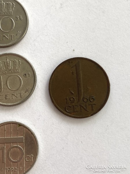 7db fémpénz Hollandia 25 Cent 10 Cent 1 Cent Beatrix holland királynő 1950-1992