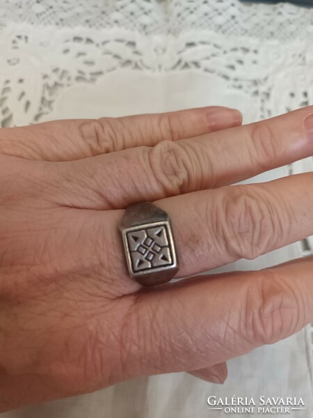 Beautiful old handmade silver signet ring sezgin brand for sale!
