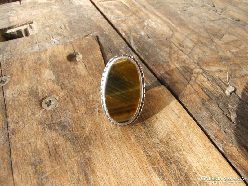 Silver ring with tiger eye (240209)