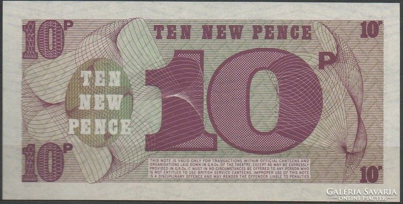 D - 091 -  Külföldi bankjegyek:  1972 Brit Fegyveres Erők 10 új penny UNC