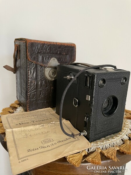 Zeiss ikon box-tengor 54/2 with leather case, original instructions!