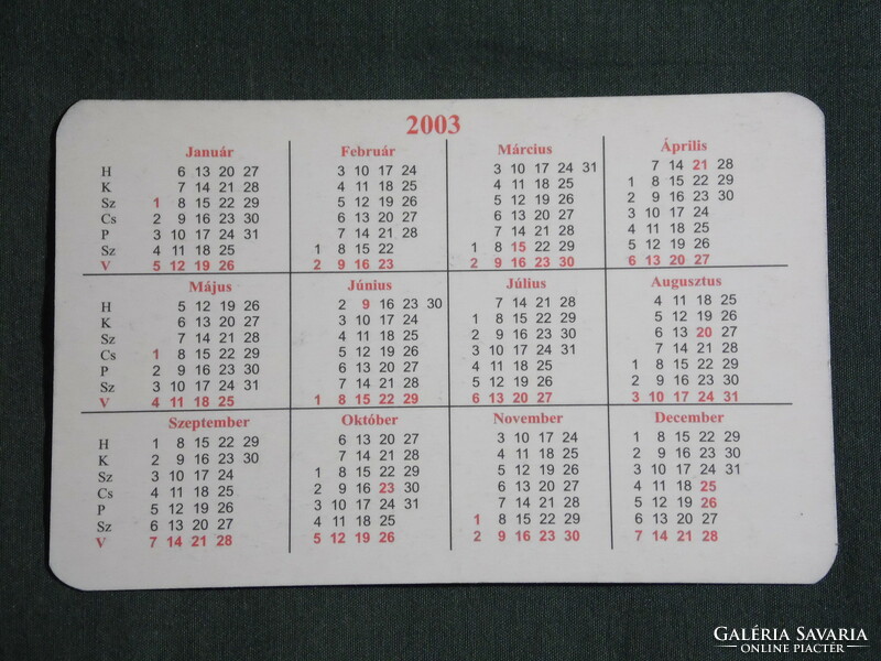 Card calendar, Fassiga African gift shop, Kaposvár, 2003, (6)