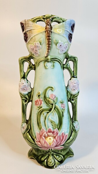 Art Nouveau dragonfly vase