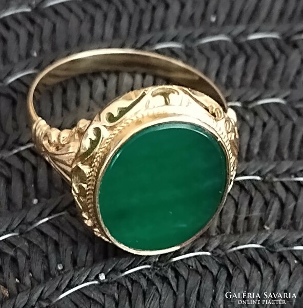 Striking, handcrafted, antique noble opal signet ring 14k flawless