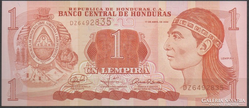 D - 094 - foreign banknotes: 2008 Honduran 1 lempira unc