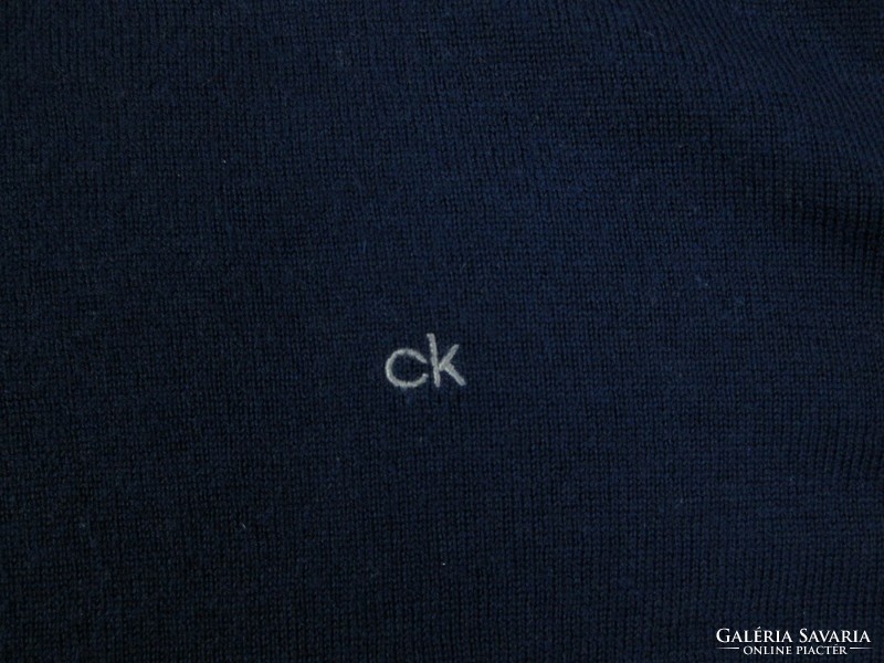Original calvin klein (xl) elegant long sleeve men's dark blue wool sweater