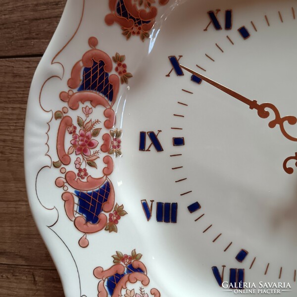 Zsolnay flower pattern porcelain wall clock