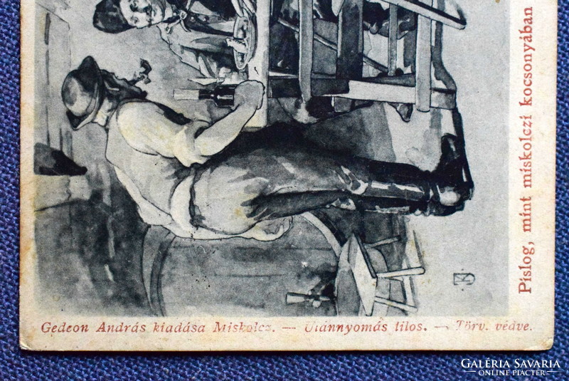 Miskolc - blinks like a frog in Miskolc jelly - graphic postcard, soldier 1901