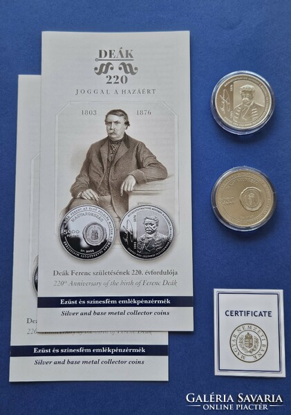 2023. 220th anniversary of the birth of Deák Ferenc the Sage of the Homeland silver and non-ferrous metal commemorative coin unc