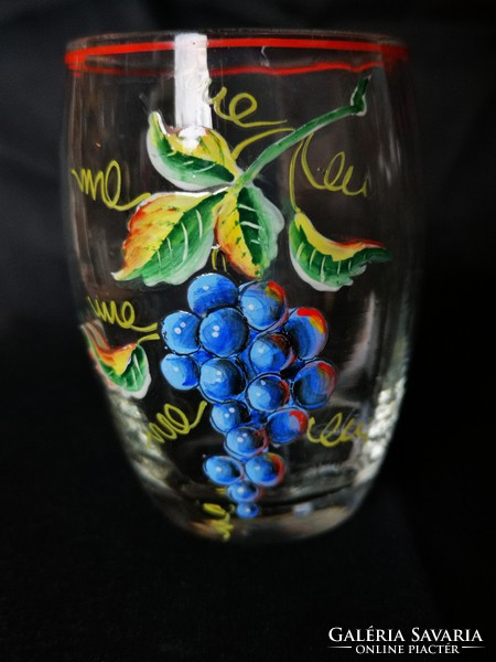 Fabulous, antique Biedermeier hand-painted blown glass wine glasses