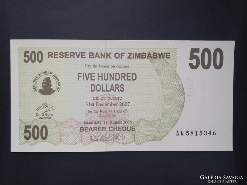 Zimbabwe 500 Dollár 2006 Unc