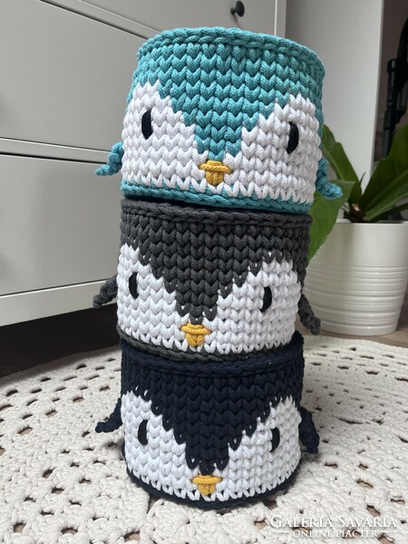 Crochet penguin storage