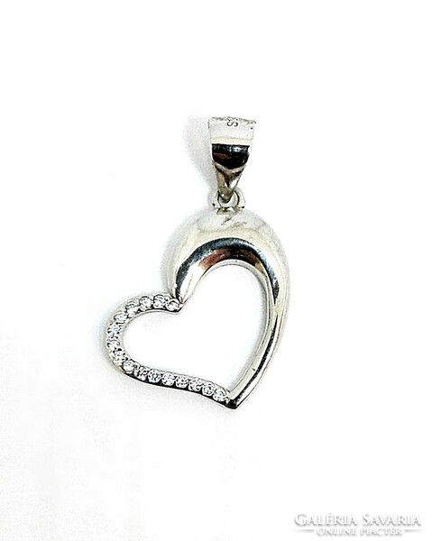 Stony silver heart pendant (zal-ag91288)