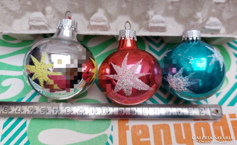 Retro üveg karácsonyfadísz gömb üvegdísz 3 db