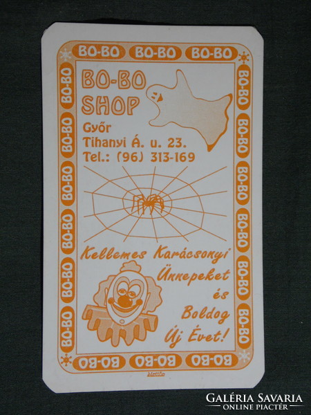 Kártyanaptár, BO-BO Shop ajándék üzlet, Győr, grafikai rajzos, szellem, bohóc , 2003, (6)