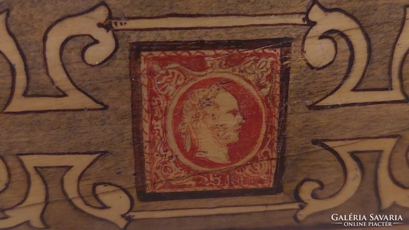 Antik asztali bélyegtartó ritkaság, íróasztal tartozék