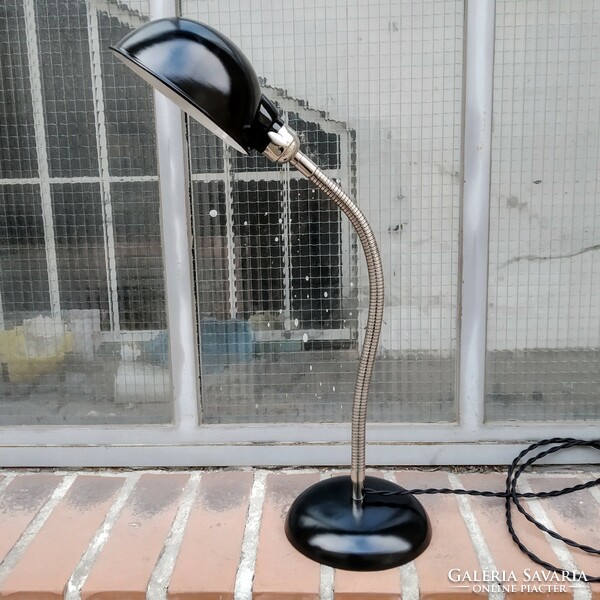 Bauhaus - art deco gooseneck table lamp renovated (black - nickel) - christian dell