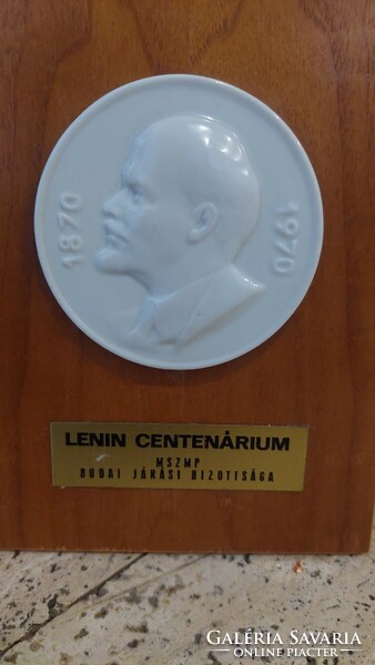 Lenin centenary mszmp Buda district committee souvenir, porcelain plaque