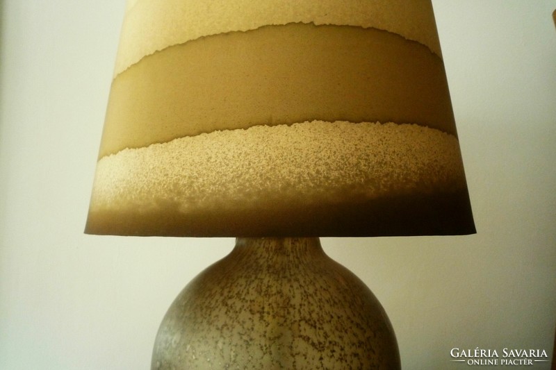 Óriási mid century modern 60as 70es évek Peill&Putzler asztali lámpa kézzel festett selyem ernyővel