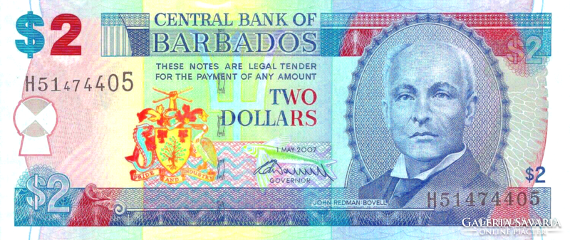Barbados $ 2 2007 unc