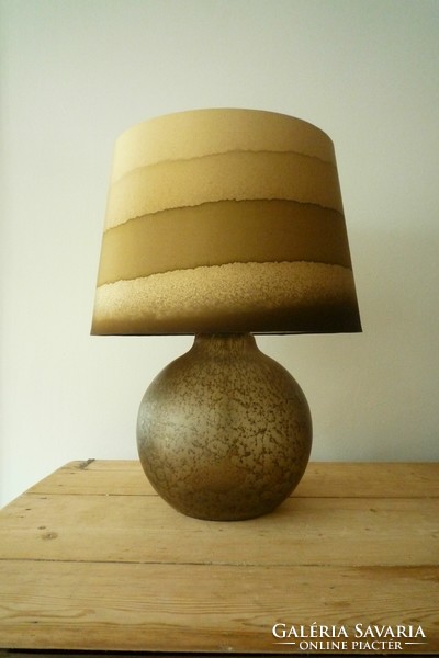 Huge mid century modern 60s 70s peill&putzler table lamp with hand painted silk shade