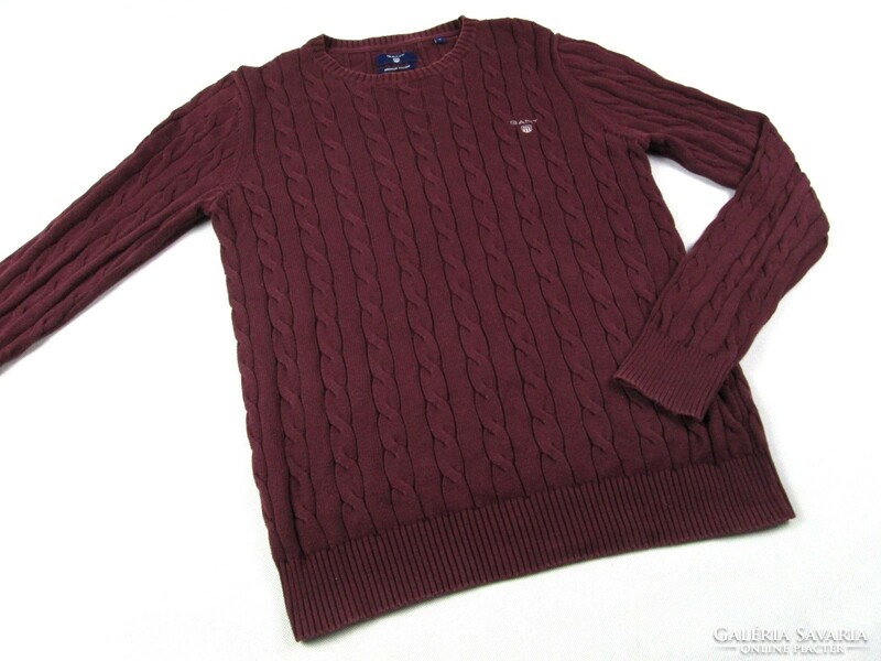 Original gant (s) elegant men's burgundy sweater with twisted pattern