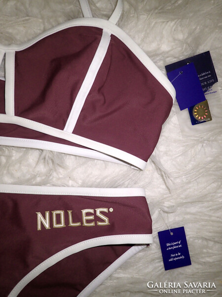 New, with tags, nuyu brand, size m, burgundy white women's two-piece swimsuit bikini