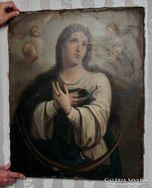 Biedermeier Virgin Mary oil painting 19th century