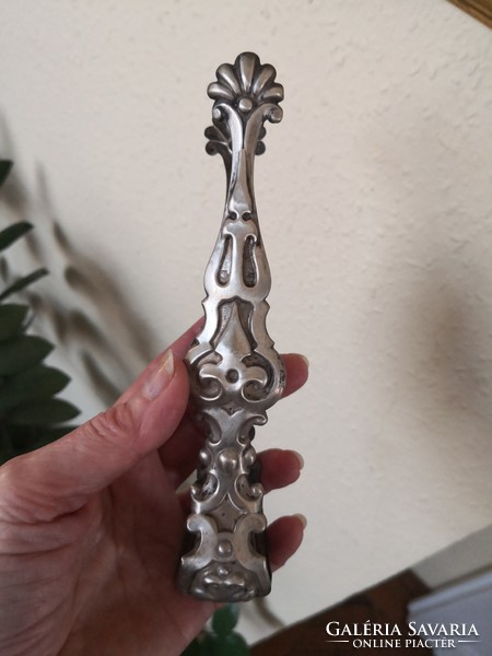 Antique silver large cake tongs, Austrian