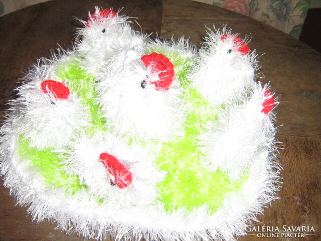 Charming Easter hand-crocheted hen with chicks table decoration