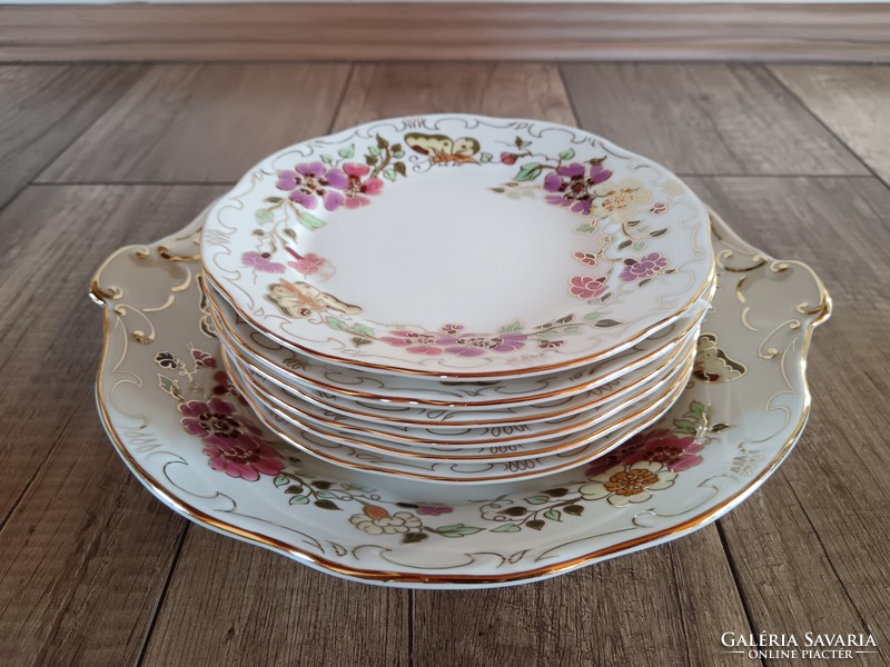 Zsolnay butterfly pattern porcelain cake / sandwich set