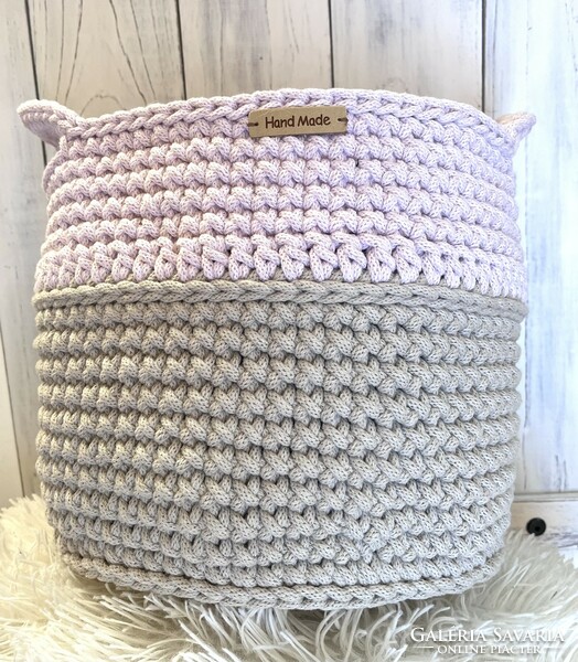 Powder-beige large crochet storage