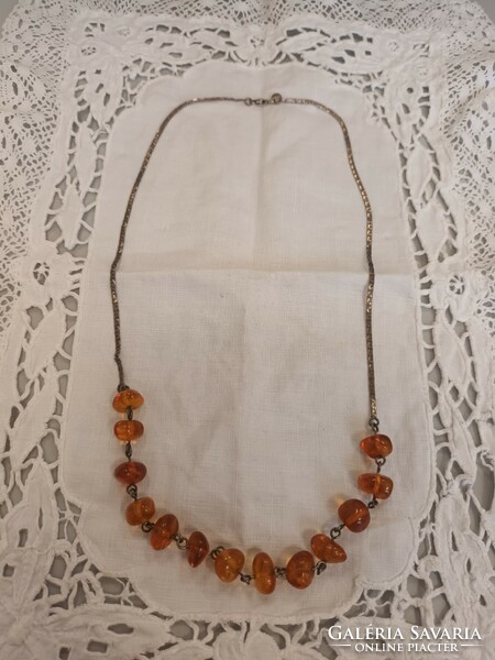 Old beautiful handmade Polish amber silver necklaces for sale!