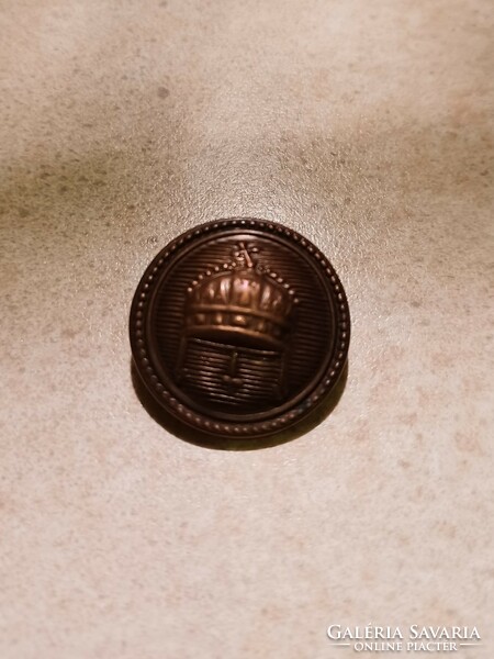 Old metal button - horthy military uniform, crowned