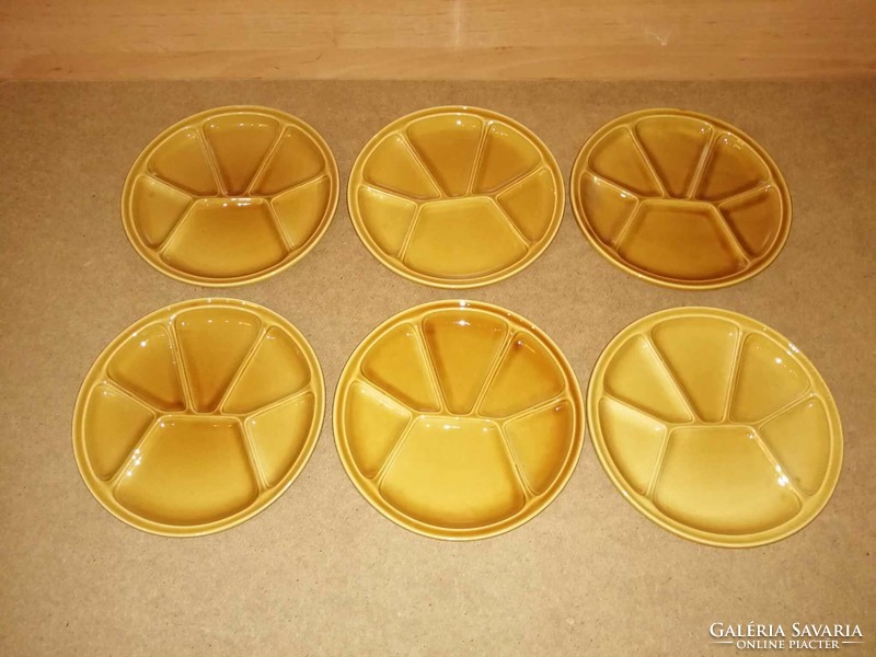Glazed ceramic divided plate set - 6 pieces in one - 22 cm (b)