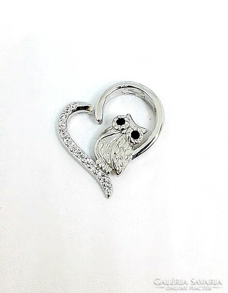 Owl-heart silver pendant (zal-ag115136)