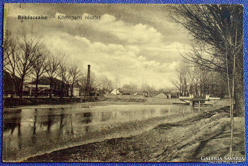 Békéscsaba - Körösparti detail photo postcard 1917