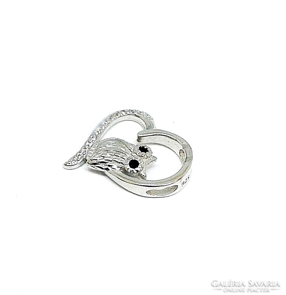 Owl-heart silver pendant (zal-ag115136)