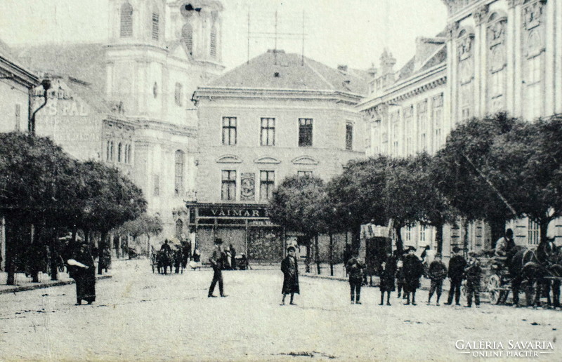 Székesfehérvár - palatine street with the bishop's palace, tooth, shop, advertisement 1919