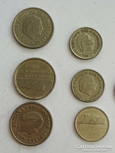 7 coins Netherlands 25 cents 10 cents 1 cent Beatrix Queen of the Netherlands 1950-1992