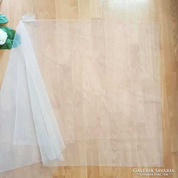 FTY97 - 1 rétegű, szegetlen, Hófehér menyasszonyi szögletes fátyol 60x100cm