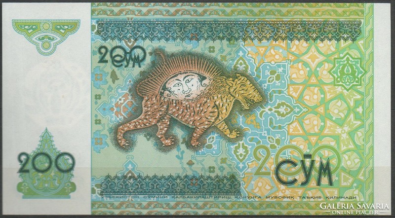 D - 095 -  Külföldi bankjegyek:  1997 Üzbegisztán 200 som UNC