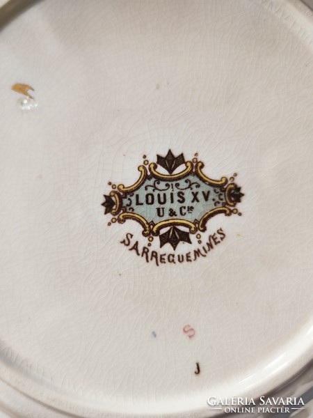 Antik Sarreguemines U&C Louis XV. lapostányér, 1900 ,antique transferware