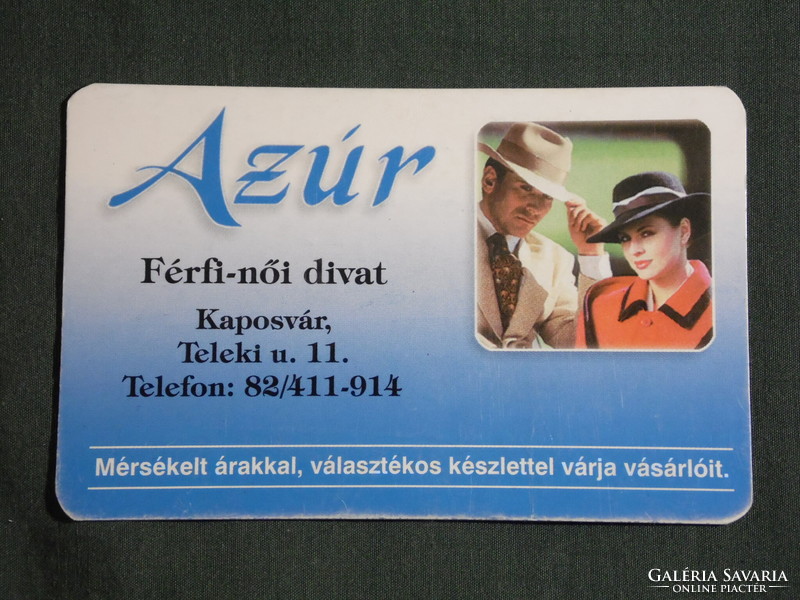 Card calendar, azur clothing fashion store, Kaposvár, male and female model, 2003, (6)