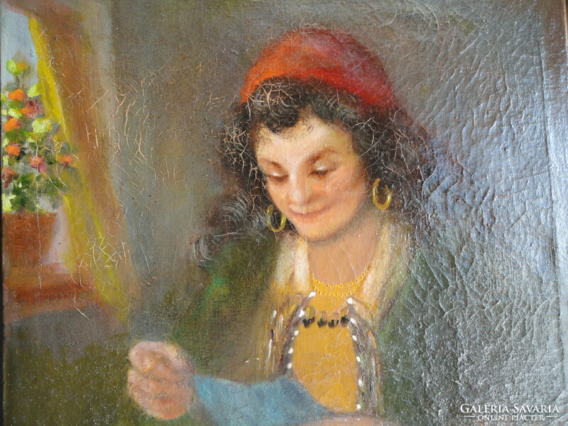 Gerő Daday - letter reader c. Oil painting